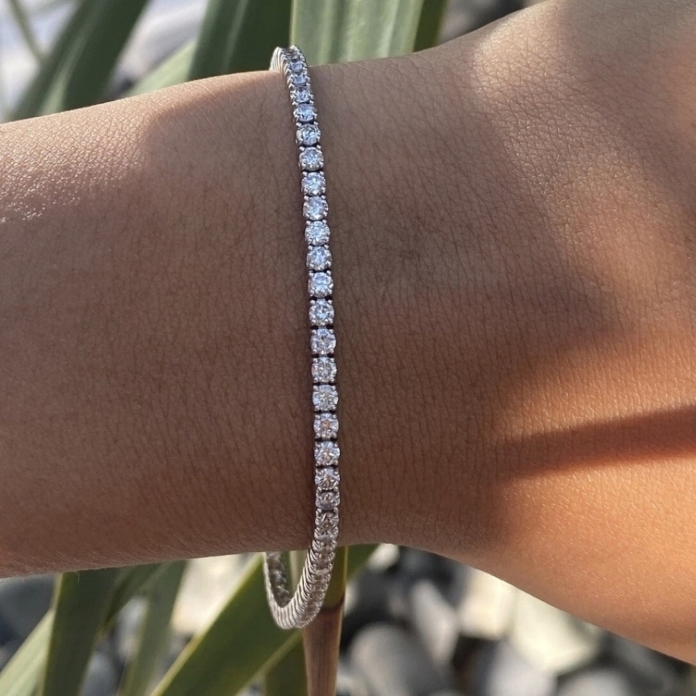 2mm *2 Carat VVS1 Moissanite Diamond tennis bracelet 17cm